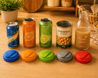 Reusable Silicone Can & Bottle Lids – Soda, Beer & Cola Seal Caps (Set)