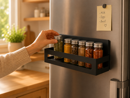 Magnetic Refrigerator Spice Rack – No-Drill Hanging Storage Shelf