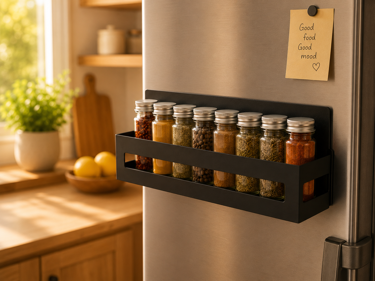 Magnetic Refrigerator Spice Rack – No-Drill Hanging Storage Shelf