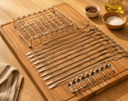 Stainless Steel BBQ Skewer Set – Reusable Grill Forks for Air Fryer & Barbecue