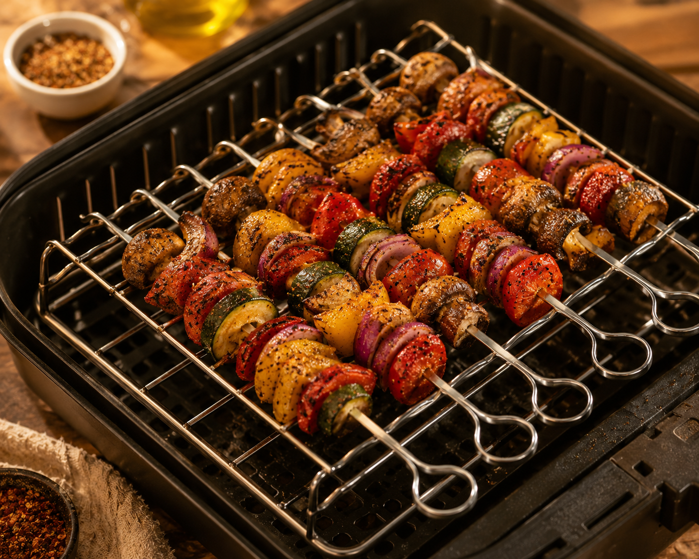 Stainless Steel BBQ Skewer Set – Reusable Grill Forks for Air Fryer & Barbecue