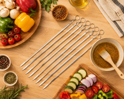 Stainless Steel BBQ Skewer Set – Reusable Grill Forks for Air Fryer & Barbecue