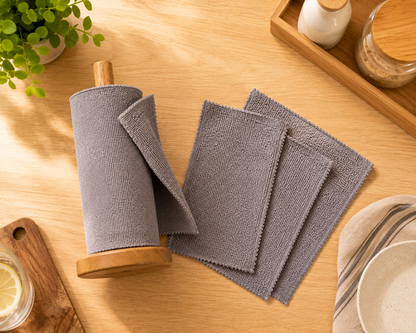 Reusable Microfiber Cleaning Cloth Roll – Kitchen Dish Towel, 20 Sheets
