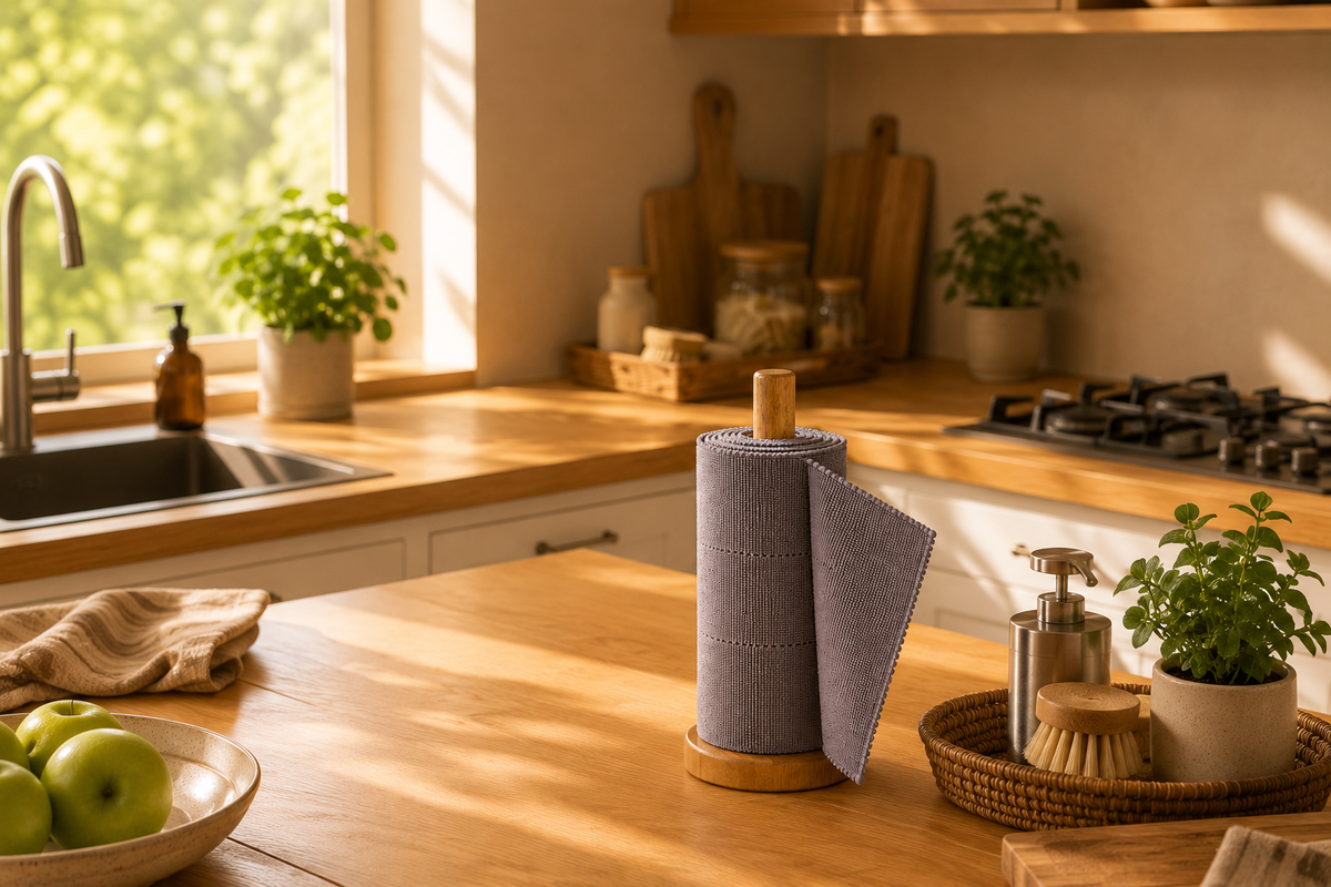 Reusable Microfiber Cleaning Cloth Roll – Kitchen Dish Towel, 20 Sheets