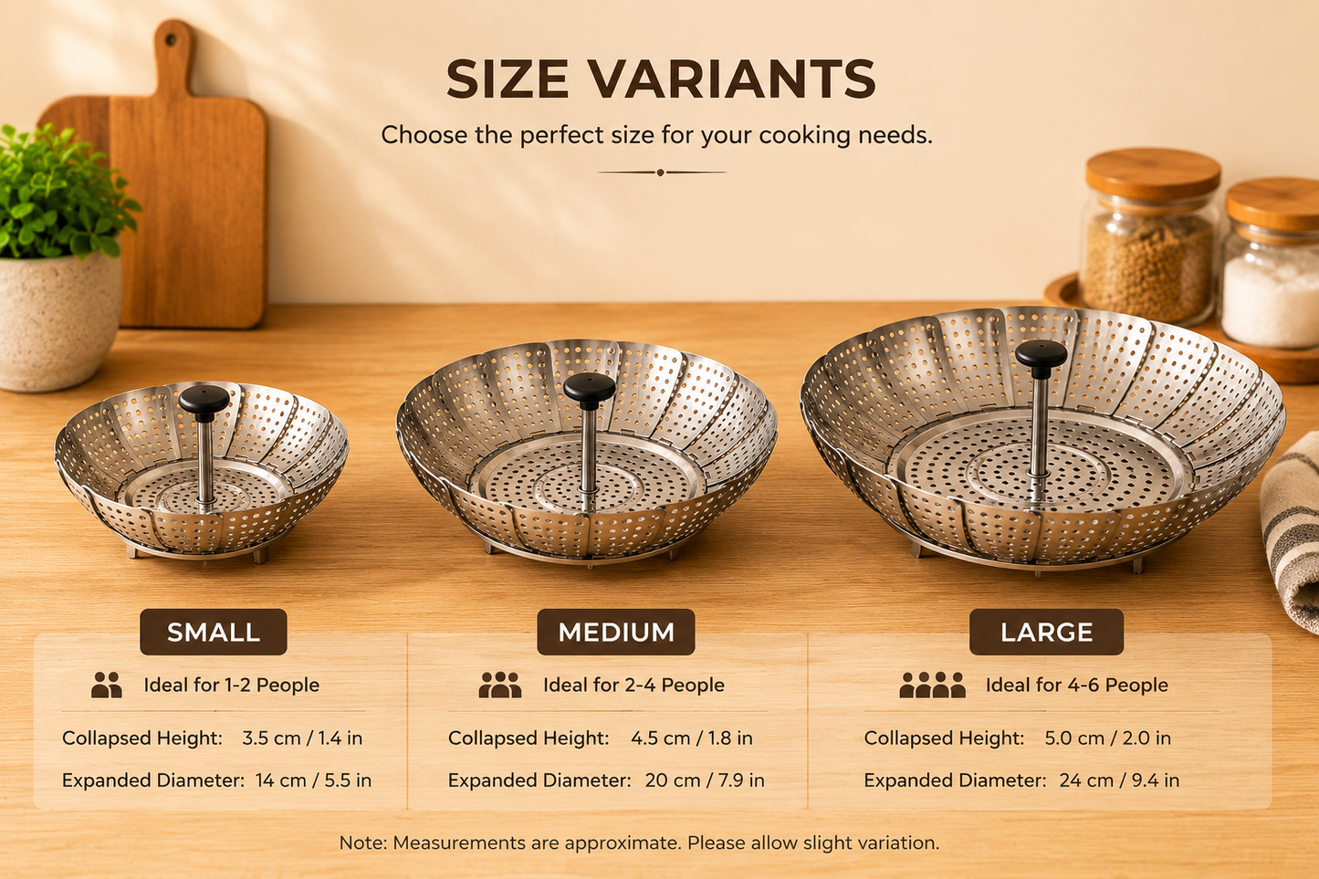 Foldable Stainless Steel Steamer Basket – Expandable Vegetable & Food Steamer
