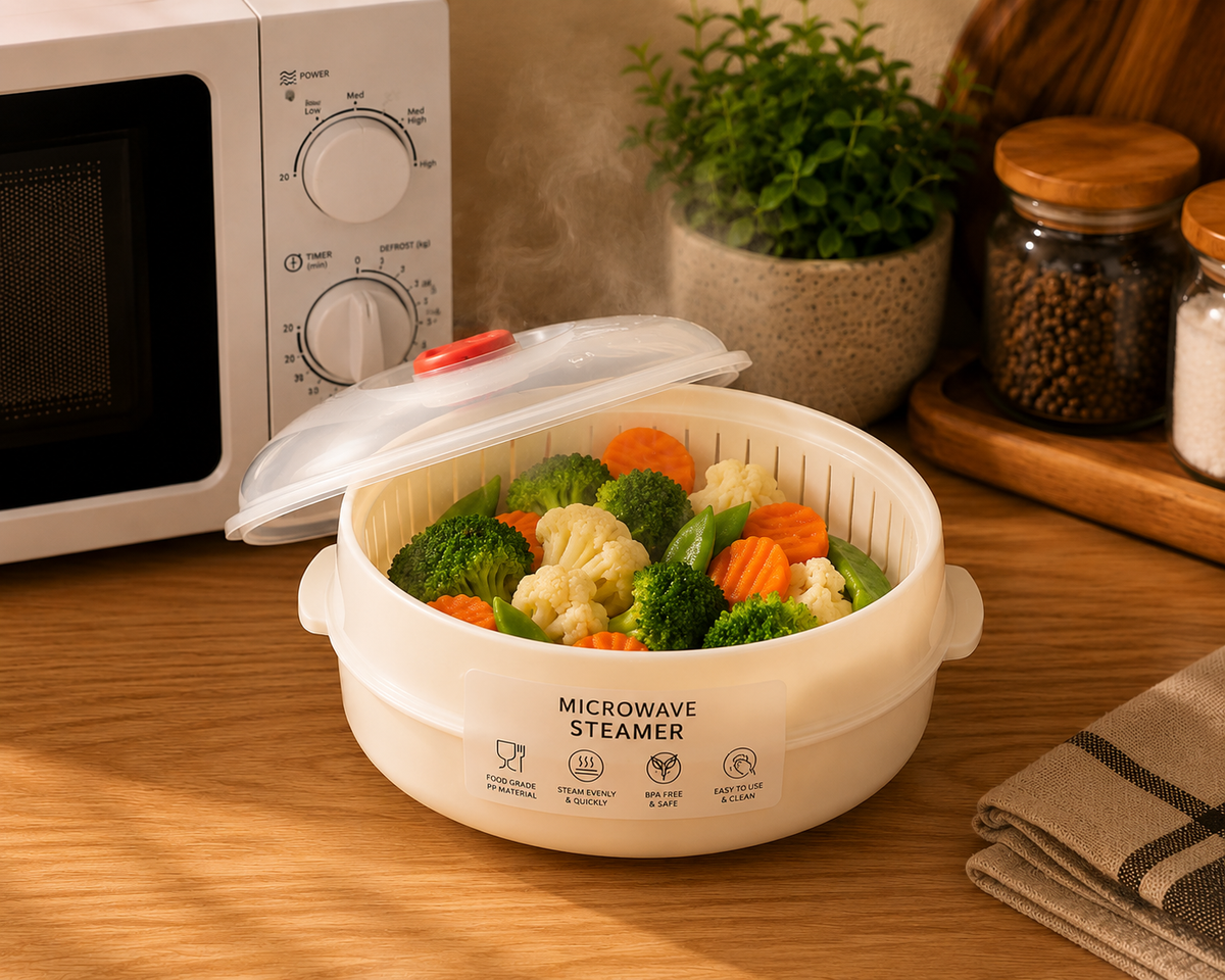 Microwave Steamer Box – Large Capacity Kitchen Steamer with Vent