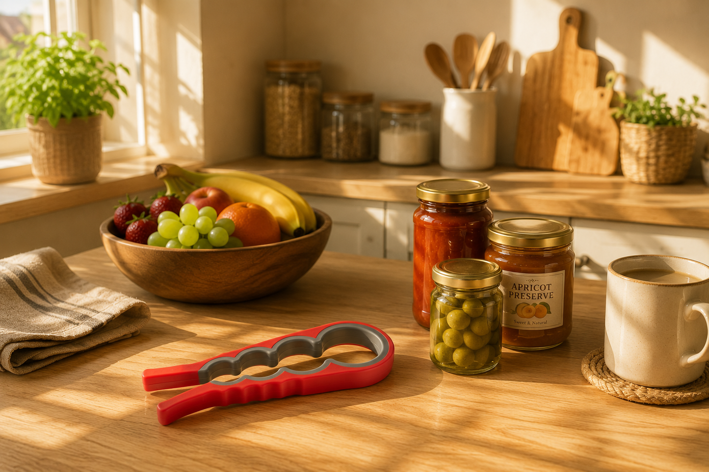 4-in-1 Stainless Steel Jar Opener – Can, Bottle & Lid Opener Tool