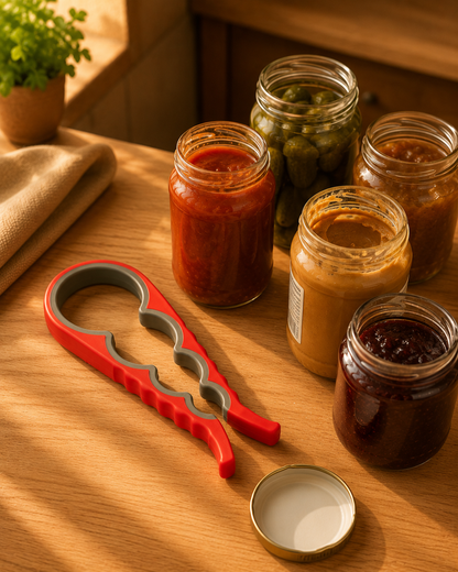 4-in-1 Stainless Steel Jar Opener – Can, Bottle & Lid Opener Tool