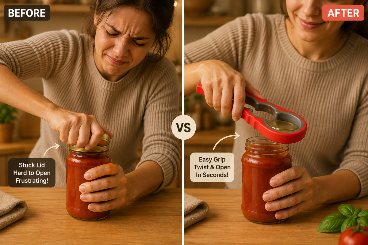 4-in-1 Stainless Steel Jar Opener – Can, Bottle & Lid Opener Tool