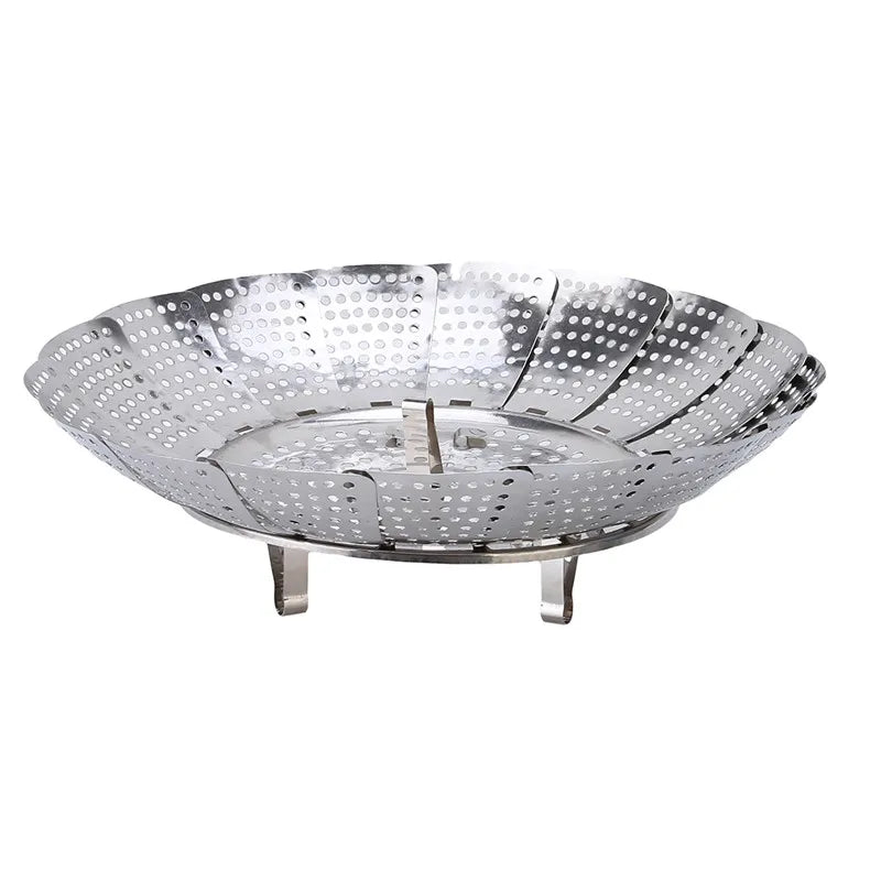 Foldable Stainless Steel Steamer Basket – Expandable Vegetable & Food Steamer