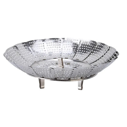 Foldable Stainless Steel Steamer Basket – Expandable Vegetable & Food Steamer