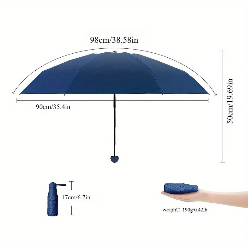 UV Protection Travel Umbrella – Compact 5-Fold Lightweight Sun & Rain Umbrella