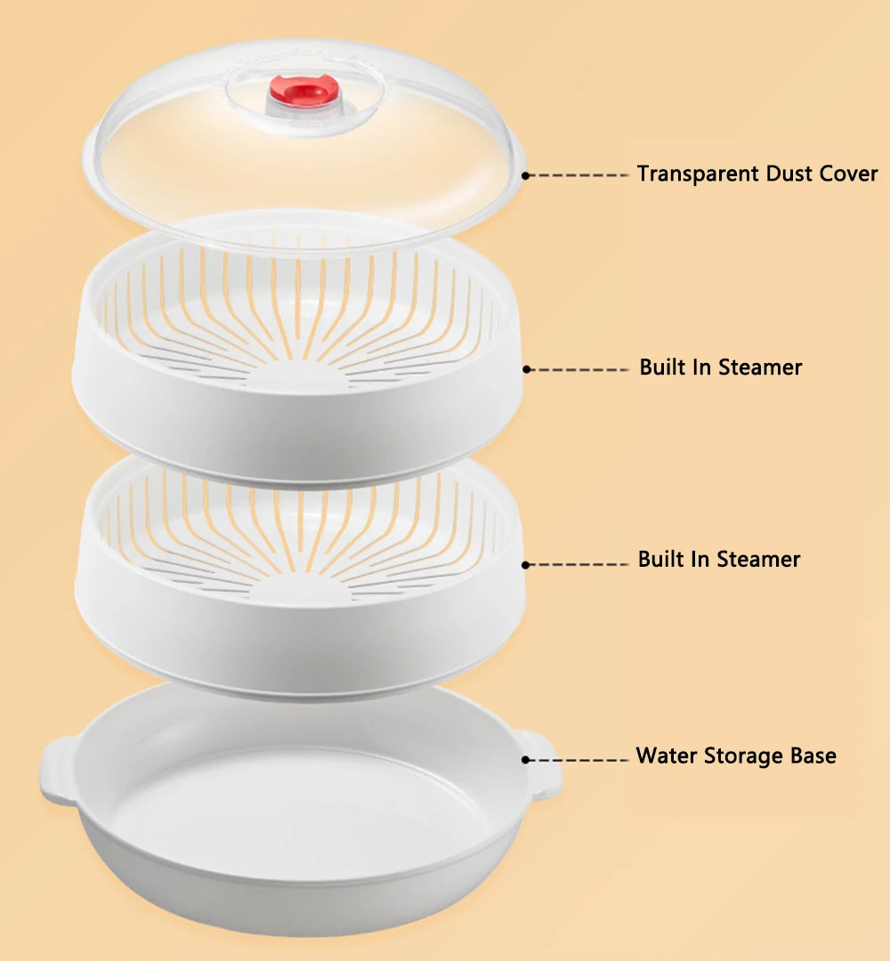 Microwave Steamer Box – Large Capacity Kitchen Steamer with Vent