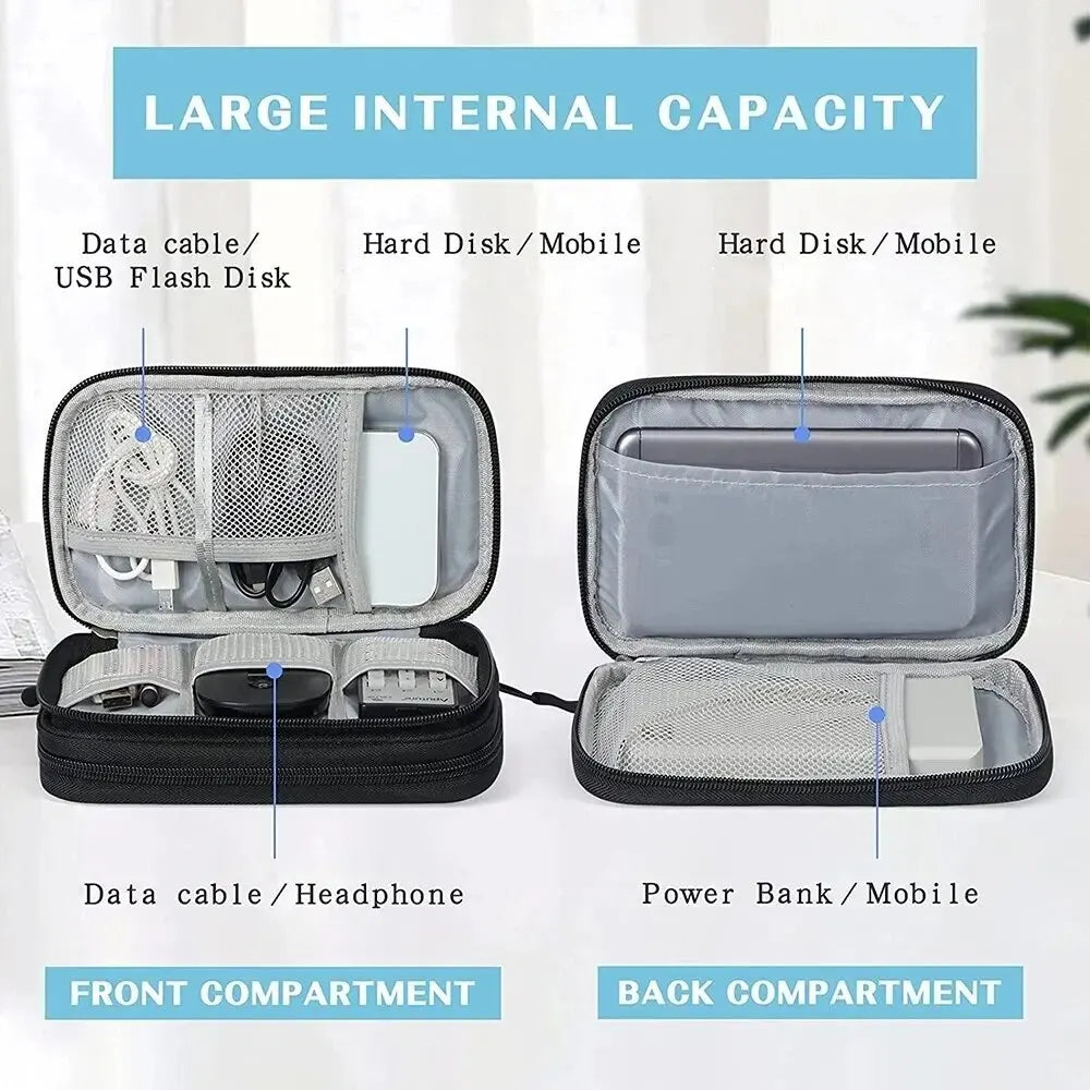 Travel Cable Organizer Pouch – Waterproof Electronics & Cord Storage Case