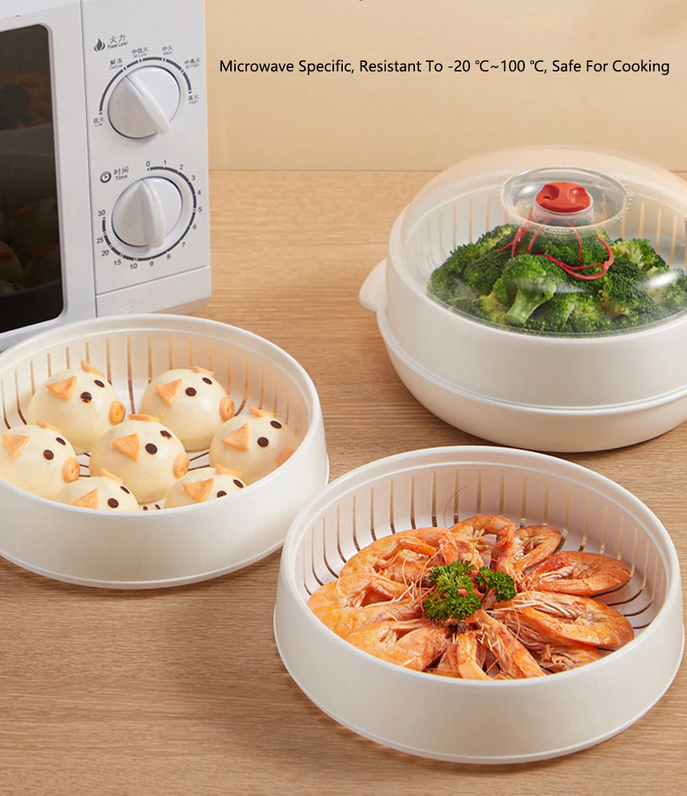 Microwave Steamer Box – Large Capacity Kitchen Steamer with Vent