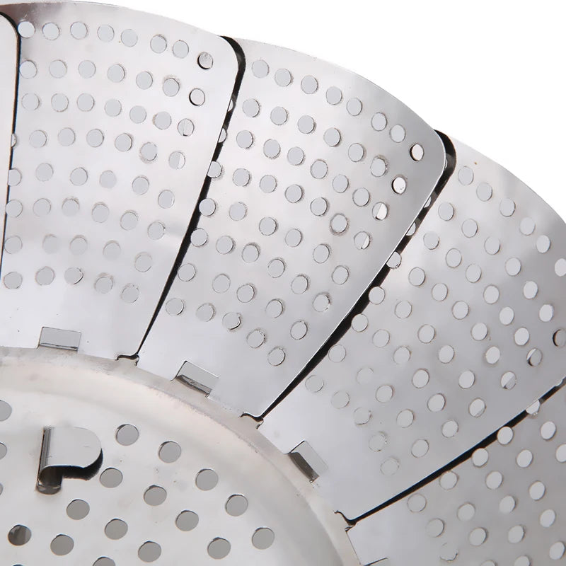 Foldable Stainless Steel Steamer Basket – Expandable Vegetable & Food Steamer