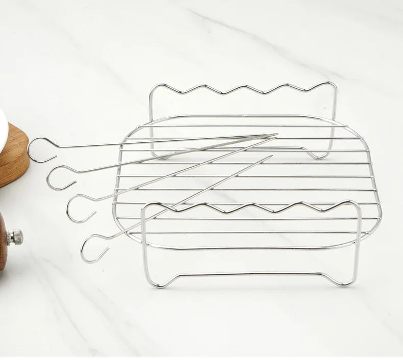 Stainless Steel BBQ Skewer Set – Reusable Grill Forks for Air Fryer & Barbecue