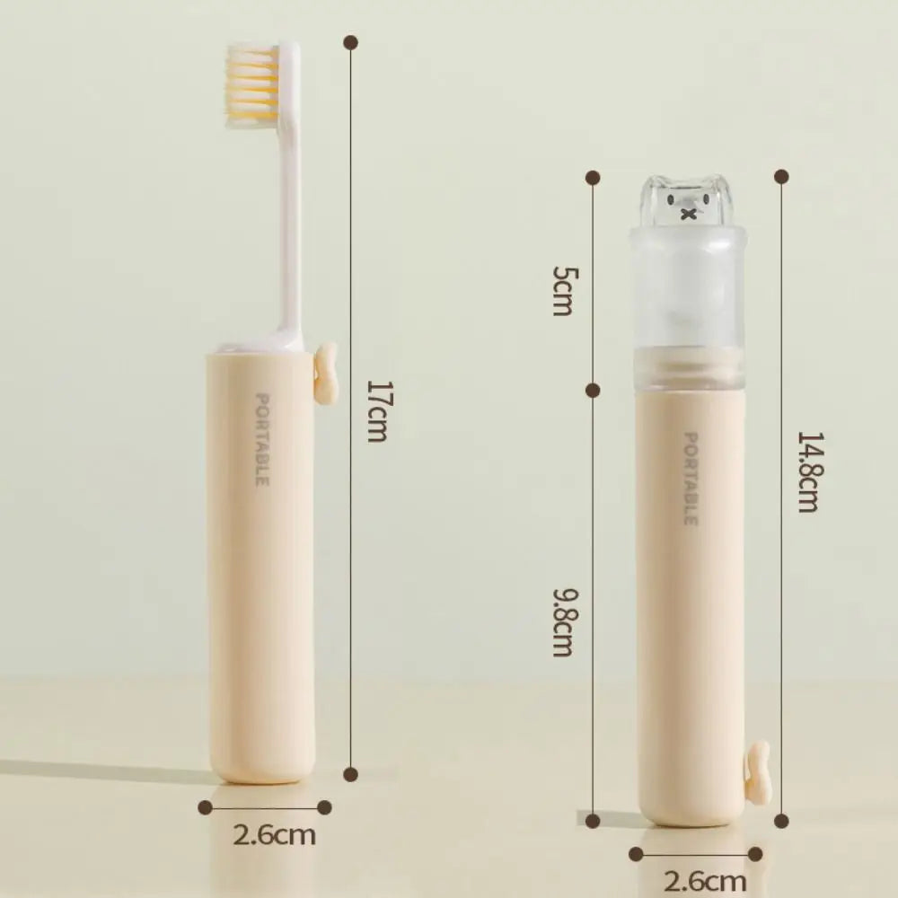 2-in-1 Foldable Travel Toothbrush with Toothpaste Dispenser