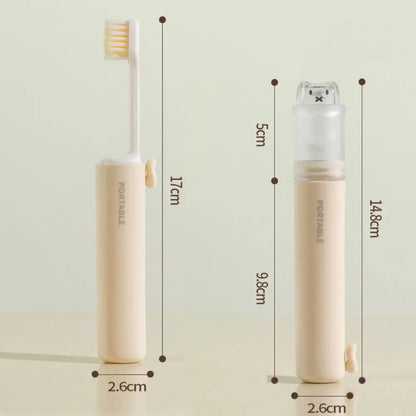 2-in-1 Foldable Travel Toothbrush with Toothpaste Dispenser